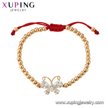 75355 Xuping vente chaude populaire 18k plaqué or perles bracelet avec charme de papillon